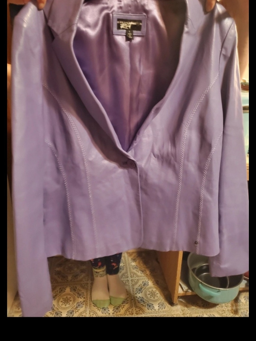 VTG Y2K Lavender Purple Leather Blazer Jacket